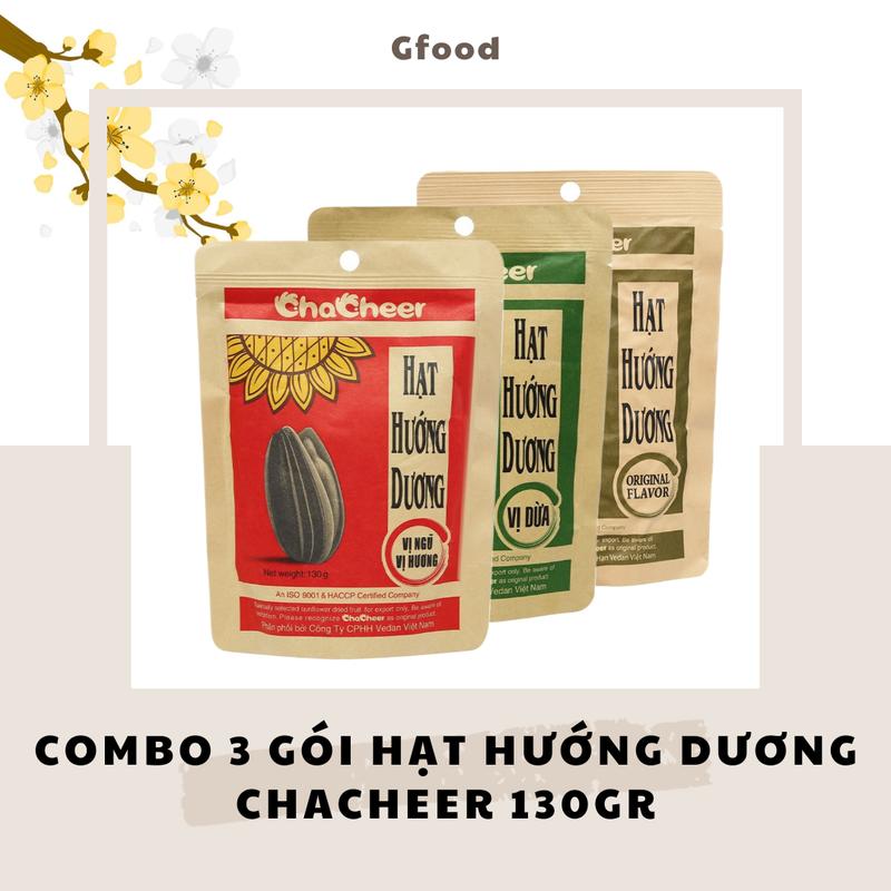 COMBO 3 GÓI ChaCheer Hạt Hướng Dương Nguyên Vị Ngũ Vị Hương Dừa 130gr