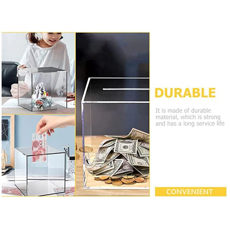 Product Introduction of [HHH]1Pc 12CM Transparent Acrylic Children's Piggy Bank Is Not Advisable Square Large Capacity Money Saving Box Coin  Box 29