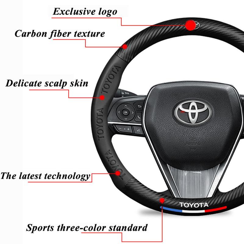 Product Introduction of Suitable for Toyota Camry Corolla RAV4 Highlander Cruiser Tacoma Tundra vios Avanza Rush Calya Innona fortuner hilux CH-R Yaris wigo Prius carbon fiber steering wheel cover 16