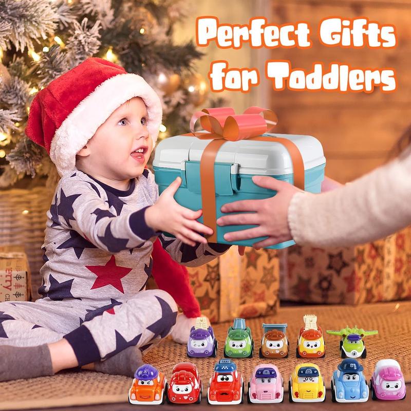 LULULIA Toys for 1 Year Old Boys Gifts, 12 Pcs Pull Back Cars Toddler Toy Cars for 1 2 Year Olds, 1st Birthday Gifts for Boys Girls, Christmas Baby Gifts Boys Toys Age 1 5