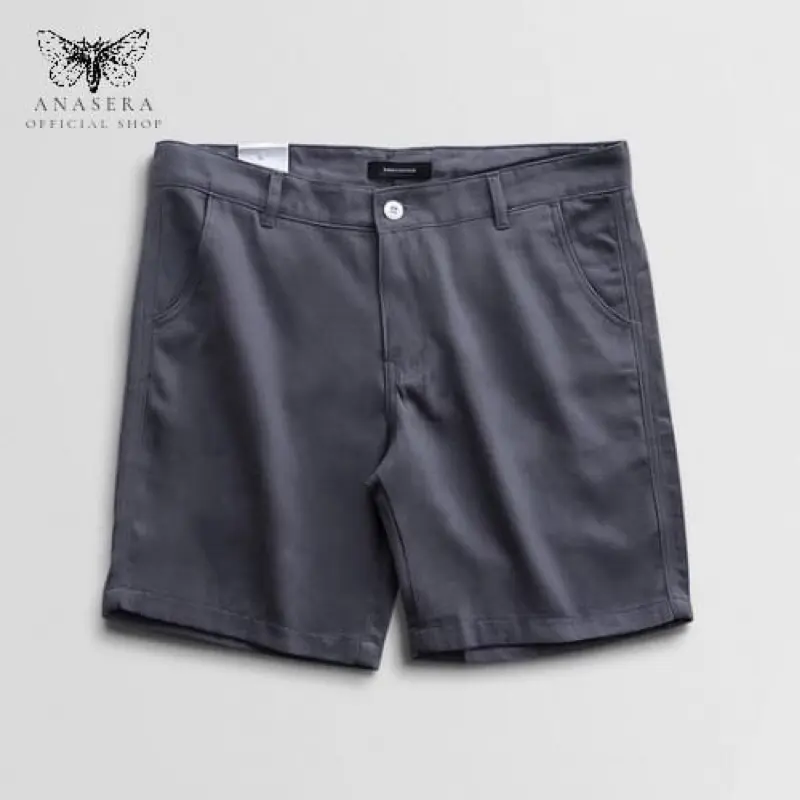 Anasera - Celana Pendek Pria Chino Pants Katun 'Grey' Distro Melar Shorts Surfing Santai unsex Hitam Casual Dewasa Cowok