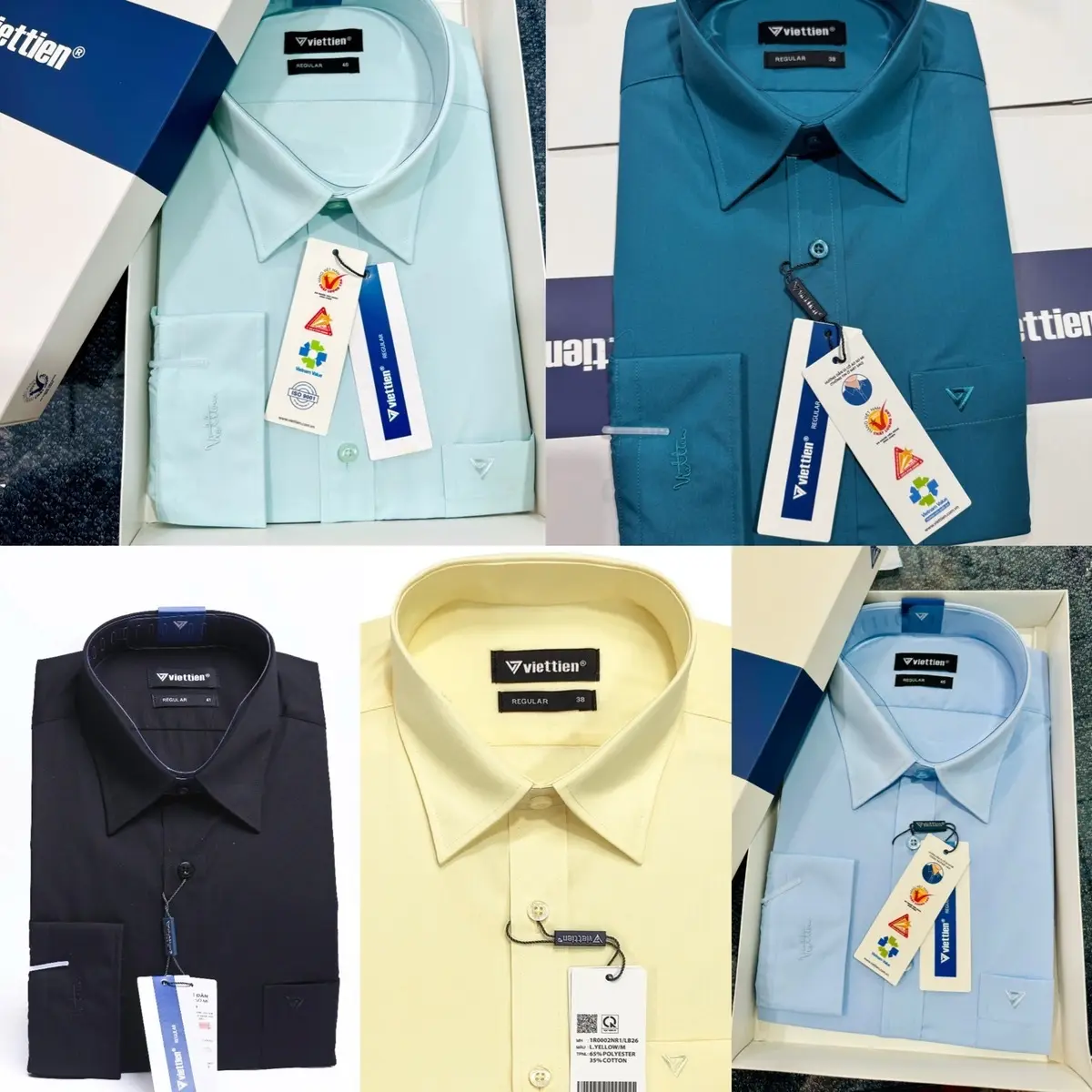 Áo sơ mi nam dài tay fom regular Viettien️-440-màu trơn-  Menswear