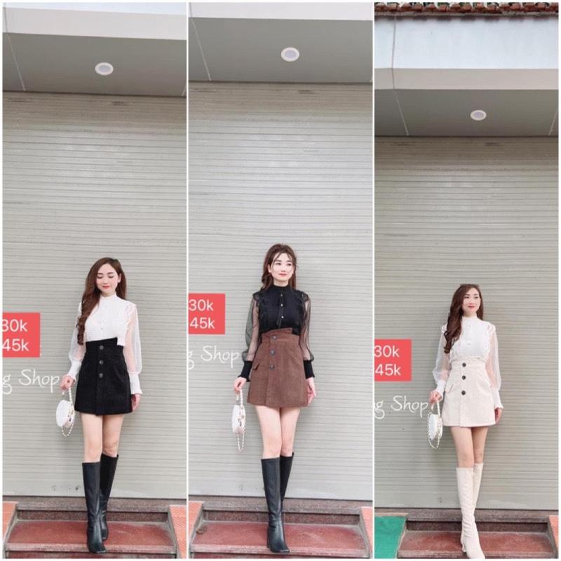  Mã Cv11 - Chân váy nhung tăm - Hàng Qc Nữ Women 