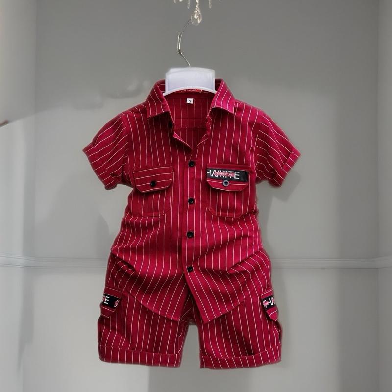 Bộ công tử túi nắp 2 bên kèm quần túi hộp sang chảnh MUPKIDS (Áo + Quần) 0