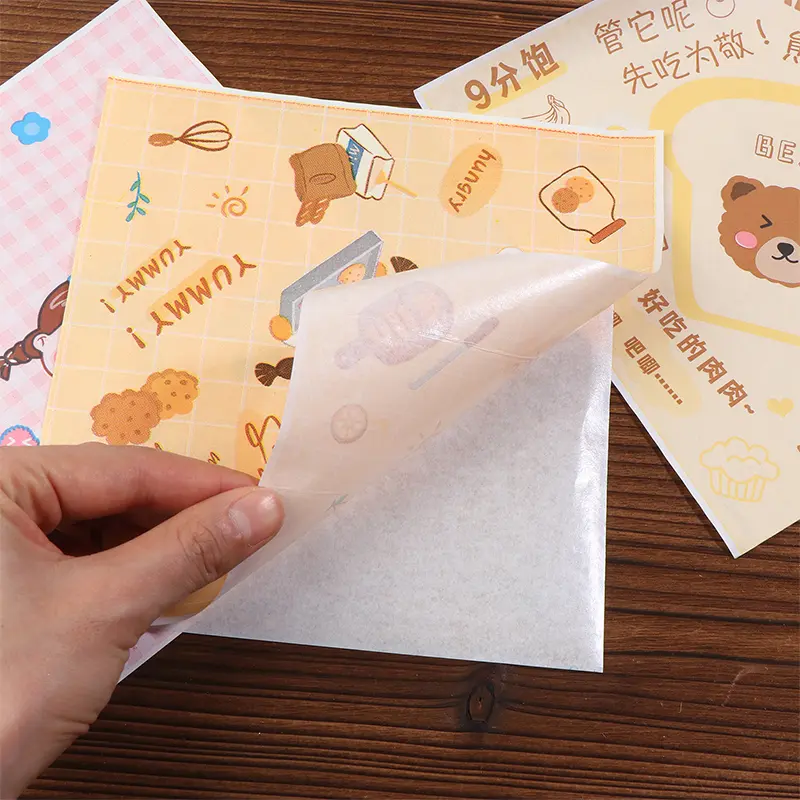 Giấy chống dầu, 50 cái, Giấy gói thực phẩm, Thích hợp để nướng, bánh mì sandwich, burger, khoai tây chiên và thực phẩm chiên, có thể được sử dụng làm tấm lót đĩa hoặc phụ kiện 2