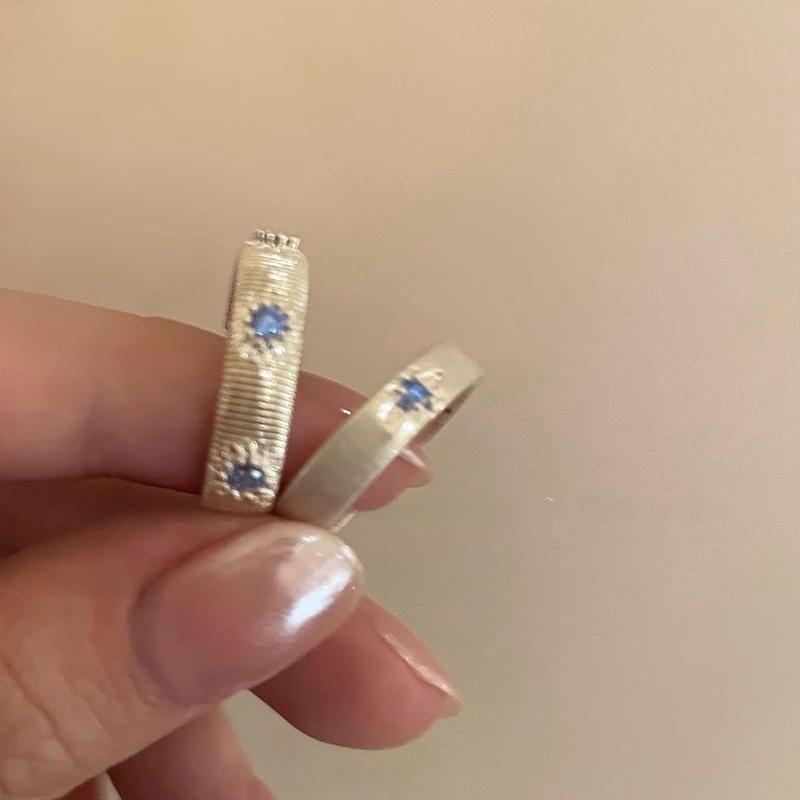 Product Introduction of Sea blue, cross, brushed, zircon, ring, female niche design, couple index finger ring ins style, simple temperament, ring, trend personality versatile 11