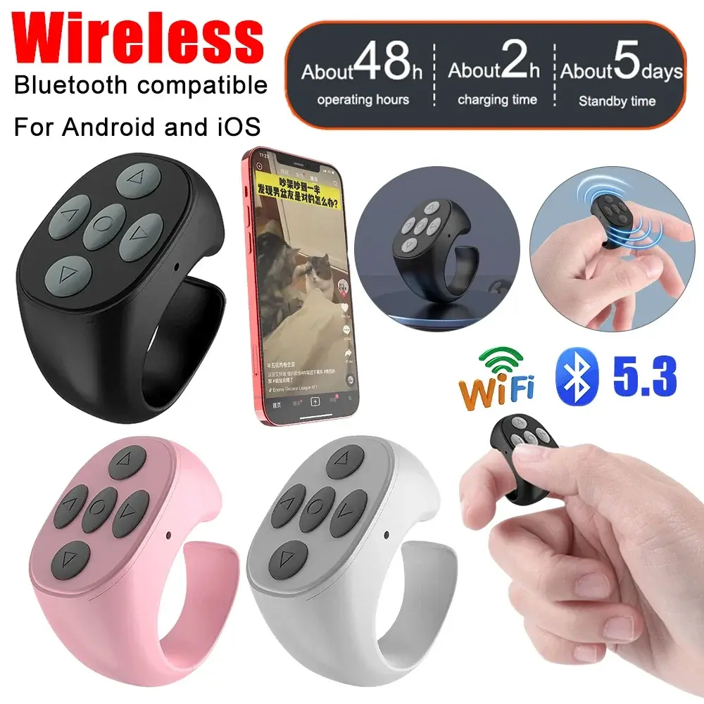 Remote Control Scrolling Ring For TikTok Selfie Video Camera Controller Automatic Page Turner Browsing Bluetooth-compatible
