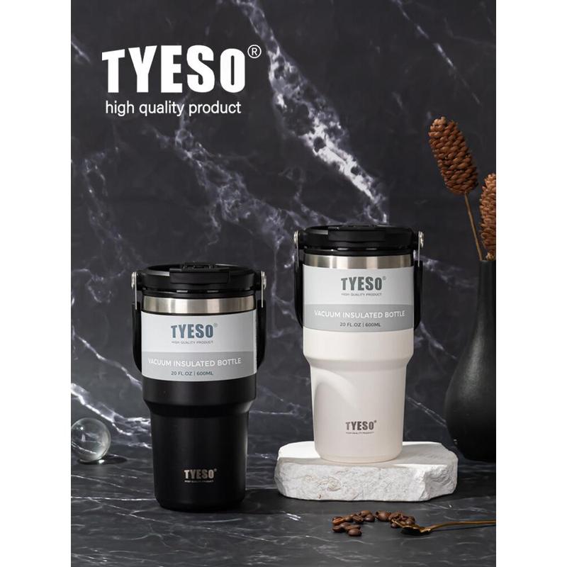 Tyeso Taishuo Stainless Steel Coffee Cup Large Capacity Vacuum Cup Men's Cold-Keeping Car Satchel Pairs of Drinks Straw Cup Drinkware Flasks Tumbler Mug Bottles Water Bottles Portable Bottled 0