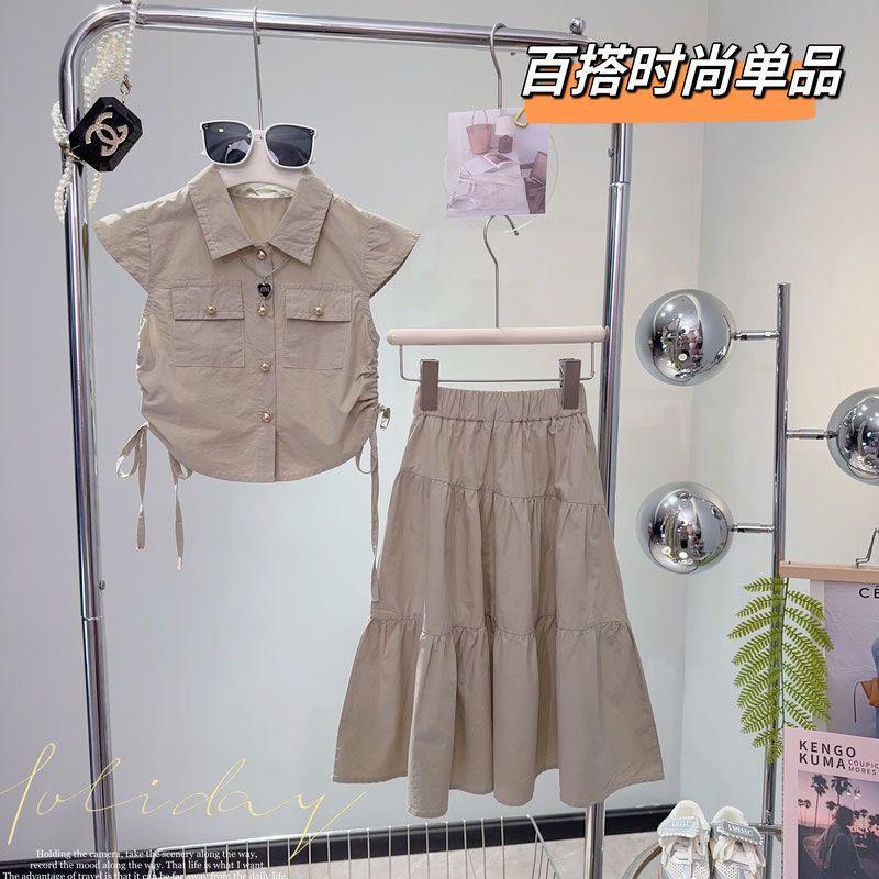 Product Introduction of Bộ Đồ Bé Gái, Phong Cách Hàn Quốc, Màu Trơn Váy Mùa Hè, Dành Cho Bé Gái Từ 8 Đến 18 Tuổi, Áo Sơ Mi / Áo Thun Trẻ Em Ngắn, Bộ Hai Mảnh, Hàng Mới Về Năm 2024 3