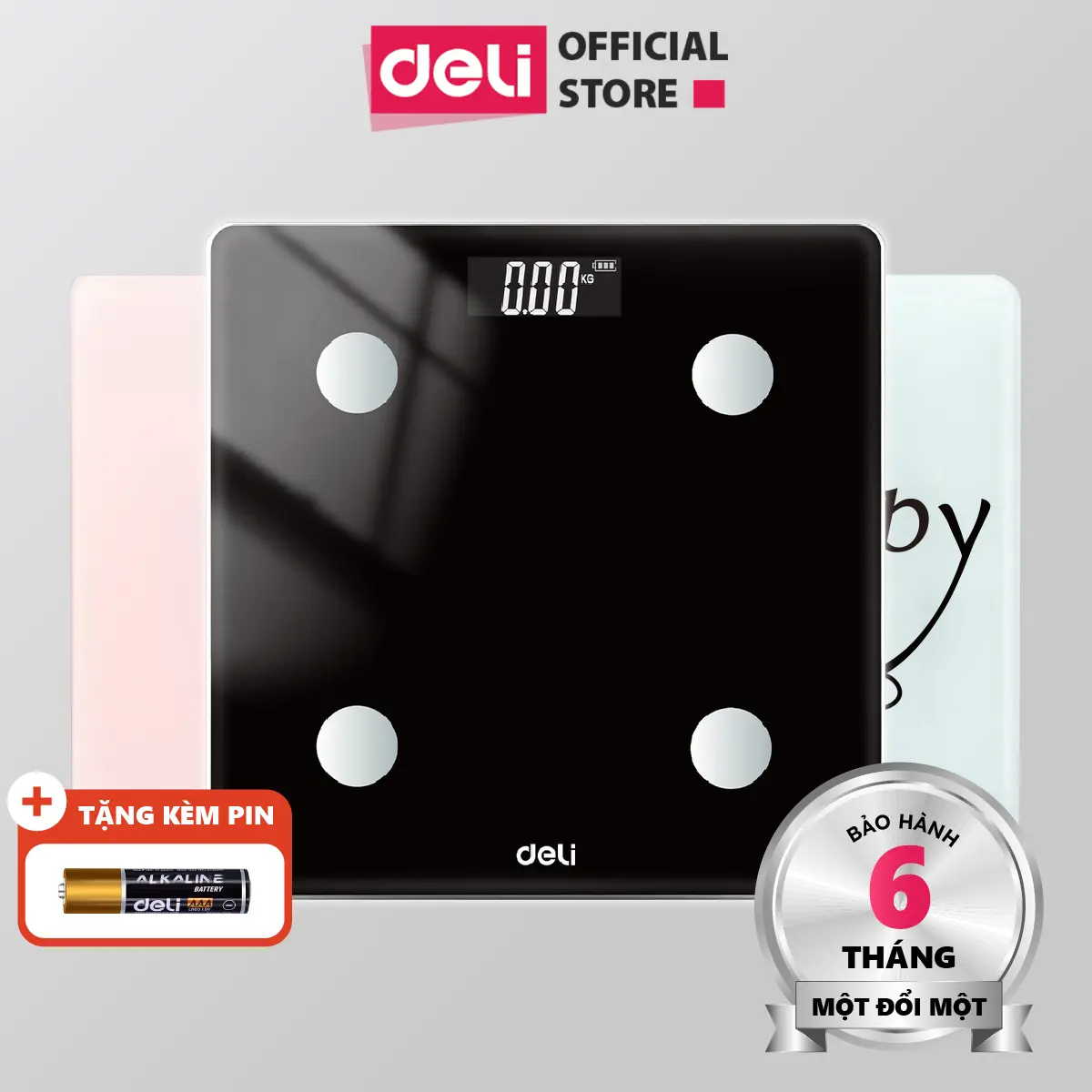 [Tặng Kèm Pin] Cân điện tử sức khỏe Deli số đo chính xác, kính cường lực tải trọng tới 180kg, cân sức khỏe, cân y tế chất lượng cao - E86120