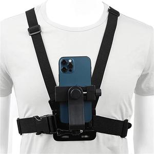 携帯電話のチェストストラップハーネスマウント、iPhone、Samsung&GoPro Hero 9、8、7、6、5、4、3、2、1、AKASO&DJI Osmo、Standと互換性のある携帯電話クリップ