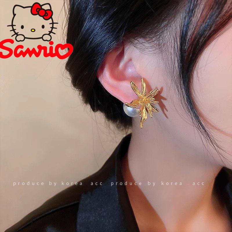 Silver Needle Pearl Flower Two-Way Earrings Korean Niche Design Retro Stud Simple Versatile Earrings for Women 2