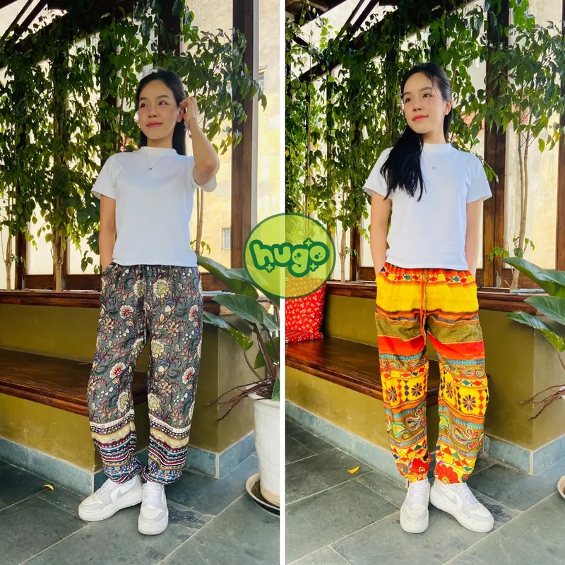 Quần thổ cẩm Quần họa tiết chất lụa cát đẹp cho nam nữ hoạ tiết thổ cẩm phom to 40 - 70kg 3