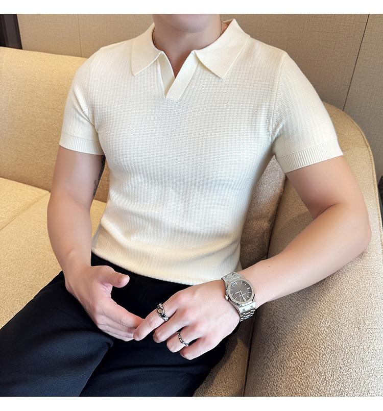 Product Introduction of Áo Polo, Mỏng Vừa Vặn, Phong Cách Thường Ngày, Không Nhăn, Thời Trang, Thiết Kế Đơn Giản, Màu Trơn ngắn Tay, Cổ Áo bẻ xuống, Làm Bằng Dệt Kim, Thích Hợp Cho Mùa Hè, Không Khí Tươi Mới, Phong Cách Nam 8