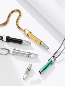 Creative Breathing Resistance Whistle Design Pendant Necklace, Stainless Steel Chain Necklace, Emergency Tool, Fashion Jewelry Accessories for Men & Women