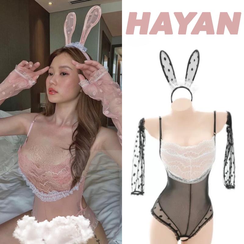  CP27 Cosplay Jumsuite thỏ phối ren kèm bờm thỏ hở lưng quyến rũ gợi cảm CP27 