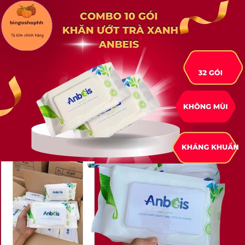 10 gói khăn giấy ướt ANBEIS chính hãng 100 tờ KHÔNG MÙI Cho Bé Khăn Ướt MIJUKU