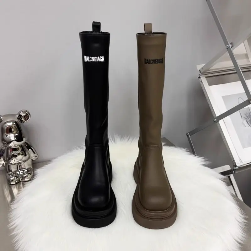 Bốt nữ dài, phong cách mới in chữ phổ biến, đế dày, bốt hiệp sĩ， Boot， Shoes