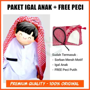 Sorban Kelapa Putih / Sorban Arafat Anak Plus Igal Pengikat Sorban / Sorban Kepala Anak Laki Laki / Sorban Kepala Dewasa / Sorban Kepala Arab / Igal Sorban Dewasa / Igal Anak Laki Laki / Igal Arab Dewasa / Igal Sorban Anak / Sorban Ikat Kepala