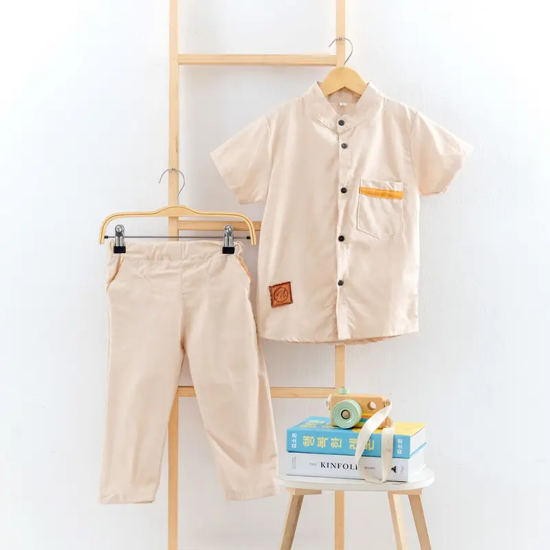 Stelan kemeja Koko Anak - Katun Sigaret Baju Celana STELAN KOKO ANAK Muslim Setelan koko anak, stelan koko set el pas 0-3 tahun size m(3-4thn) 3-4 tahun baju koko anak laki 2