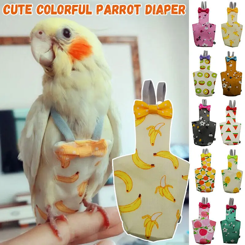 Parrot Diapers Reusable Cockatiel Pigeons Nappy Flight S/M Pet Bird Clothes