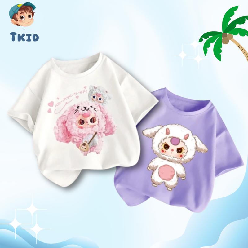 Áo Thun Bé Gái Ngắn Tay TKID STORE Áo Phông Cho Bé In Hình Baby Three Dễ Thương Siêu Hot 5