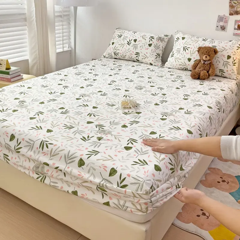 Bộ ga gối 3 món bọc đệm cotton đũi, ga giường đũi cotton kèm 2 vỏ gối chất liệu mềm mại 5