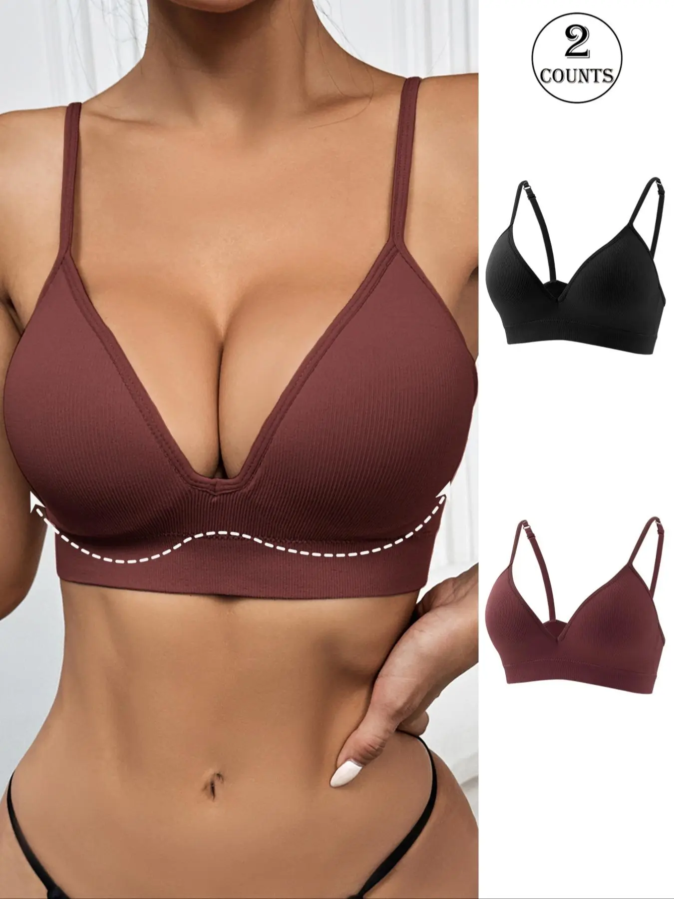 Women's Solid Wireless Bra, Adjustable Strap Seamless Push Up Bra, Soft Comfortable Breathable Lingerie for Daily Wear