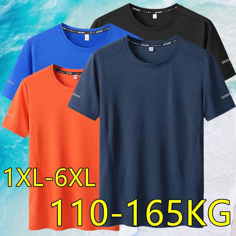 Moška športna majica velike velikosti 5XL/6XL, hitro sušeča majica z okroglim izrezom, velika velikost, kratki rokavi, prevelika majica_voghion.com