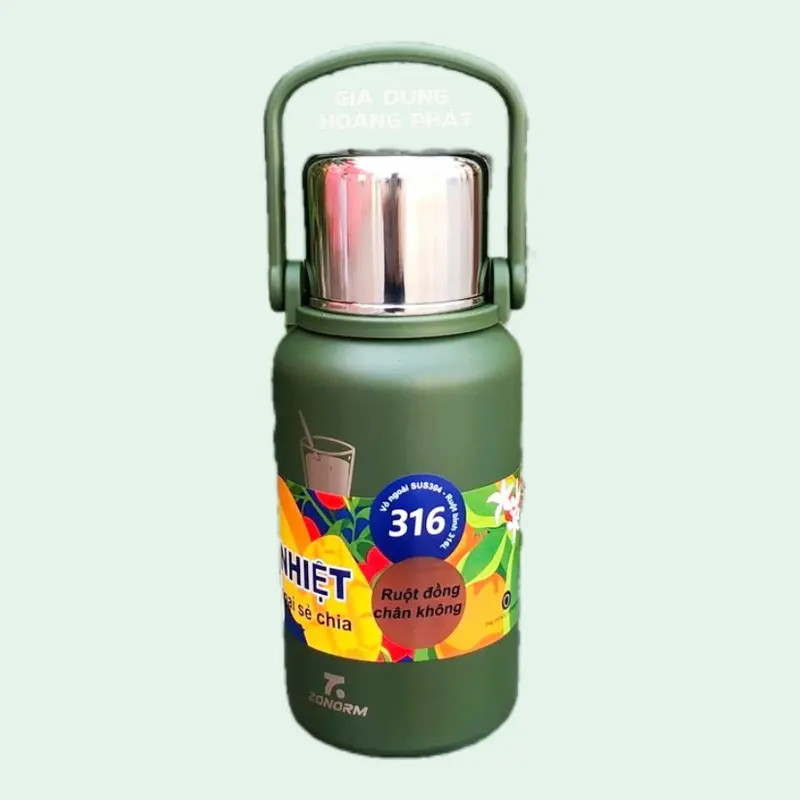 [HCM] Bình giữ nhiệt 7.ZONORM INOX 316 cao cấp, có quai xách kèm sticker nổi 5