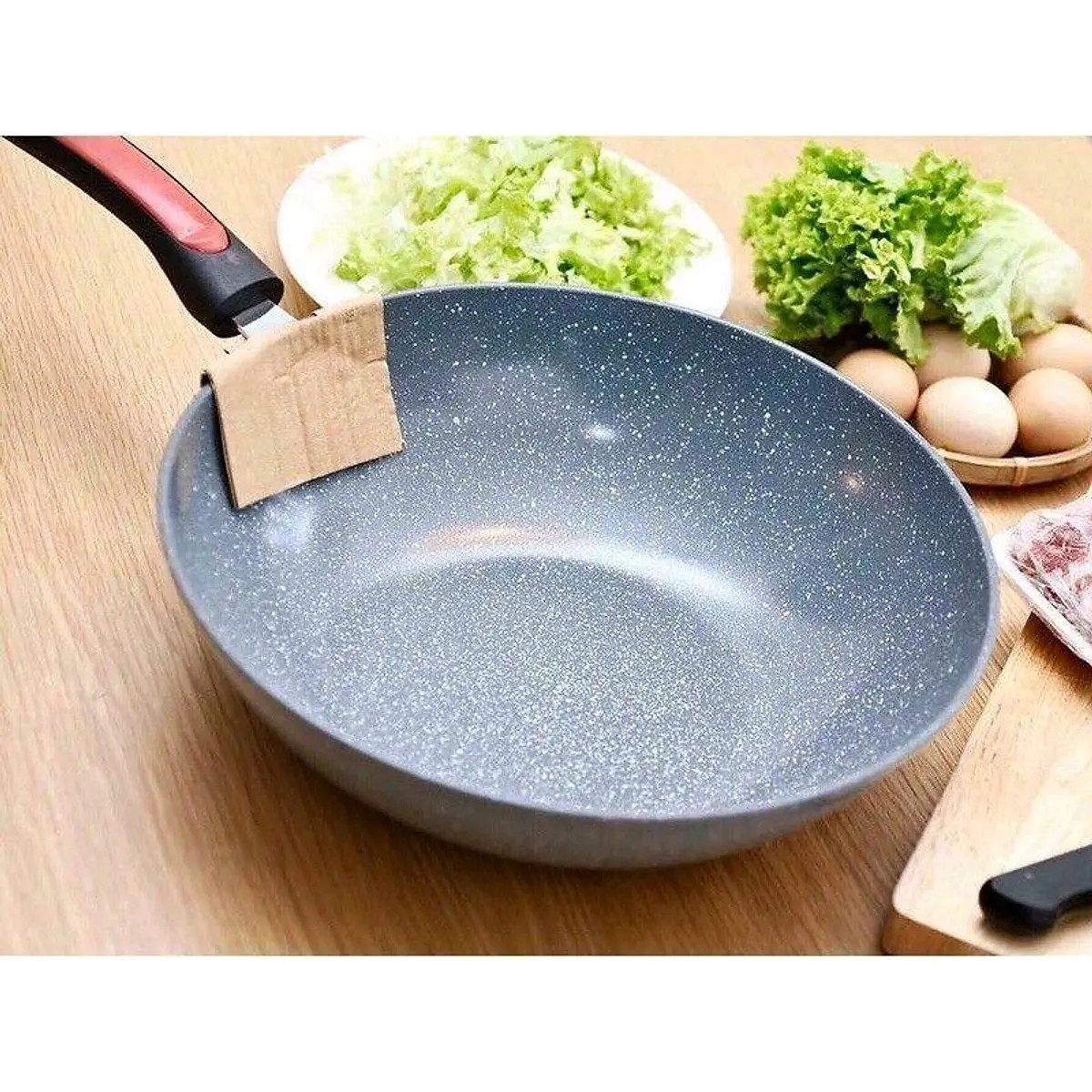 Chảo vân đá sâu lòng 32cm, lòng chảo to, thích hợp xào thực phẩm cho cả nhà