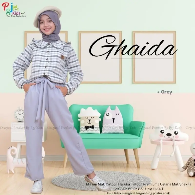Ghaida Vol 6 Set Atasan + Celana Anak Perempuan Usia 11-15 tahun Set Kulot Anak Perempuan Remaja Original Pgj 7