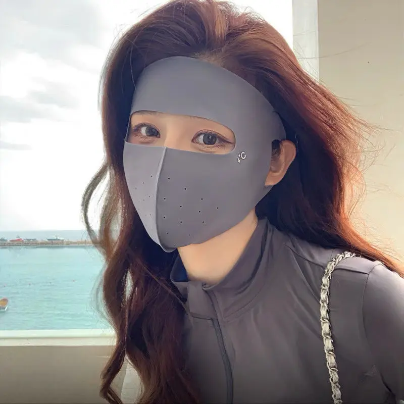 High-end Sun Protection Mask for Men and Women, Summer UV Protection Ice Silk Face Mask, Versatile Full Face Sunscreen