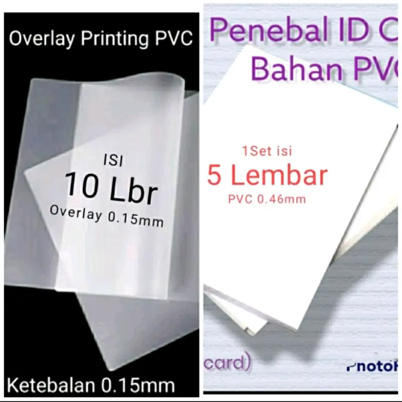 Kartu Identitas PVC ID Card dengan Lapisan Tengah Lem di Kedua Sisi - 50 Kartu - Putih, Transparan 0