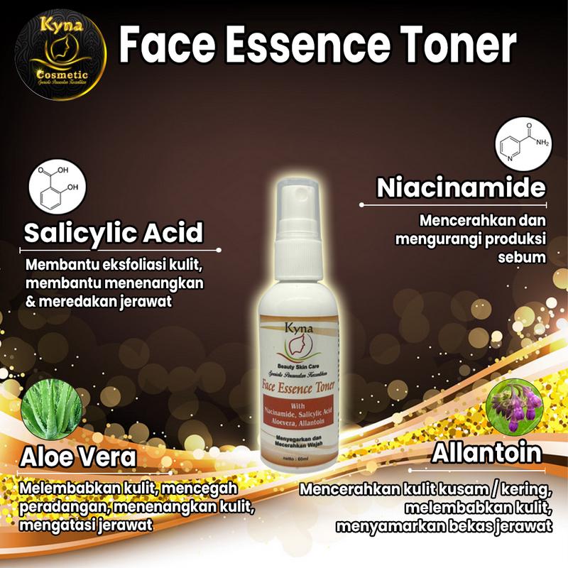 (BPOM KYNA BEAUTY SKINCARE)  Brightening Toner Face Essence Toner 60ml Toner Pencerah Wajah For All Skin Types With Niacinamide Salicylic Acid Aloe Vera Allantoin Penyegar Kulit Perawatan Wajah Mencerahkan Kotoran Hyaluronic Pelembab Hydrating 0