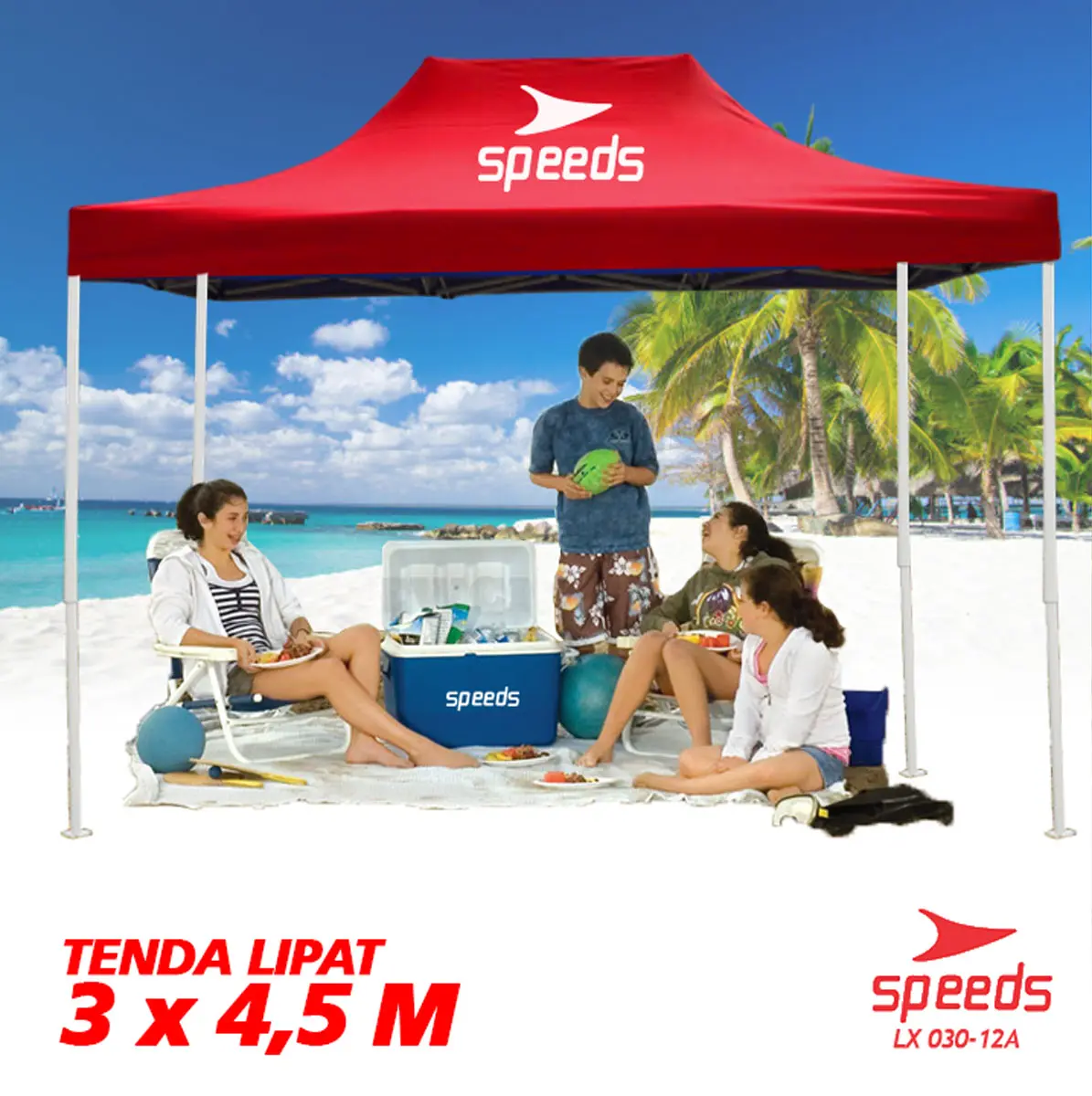 Speeds Tenda Lipat Untuk Jualan Ukuran 3x4,5 meter / Tenda Jualan Jumbo Bahan Kain Terpal Anti Air dan Panas Bahan Oxford Polyester Water Resistant Komplit Full Set 030-12