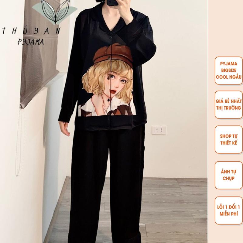 Bộ Pijama Bigsize cô gái mũ nâu tay dài mặc nhà dành cho nữ, mẹ bầu từ 60kg - 90kg. 0