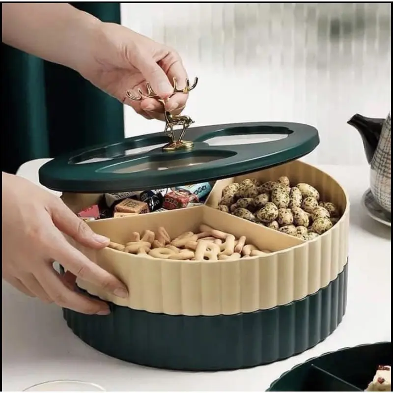 Khay Mứt Tết Hộp Bánh Kẹo Tết Cao Cấp, Sang Trọng, Hiện Đại Phong Cách Châu Âu, Khay Mứt Hươu Chống Bụi 1