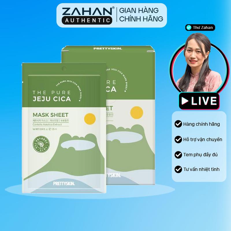 Mặt nạ rau má The Pure Jeju Cica mask sheet Prettyskin (hộp 10gói)