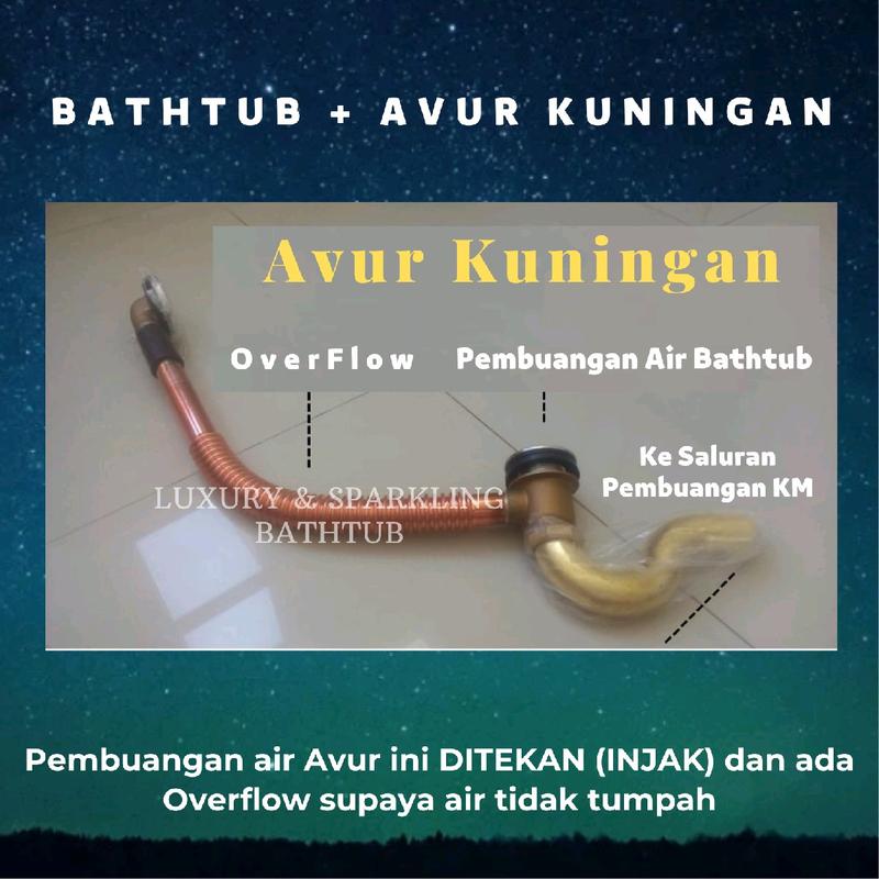Bathtub Tanam 170x75x40 Cm Modena Free Avur Kuningan dan Bantal Waterproof 3