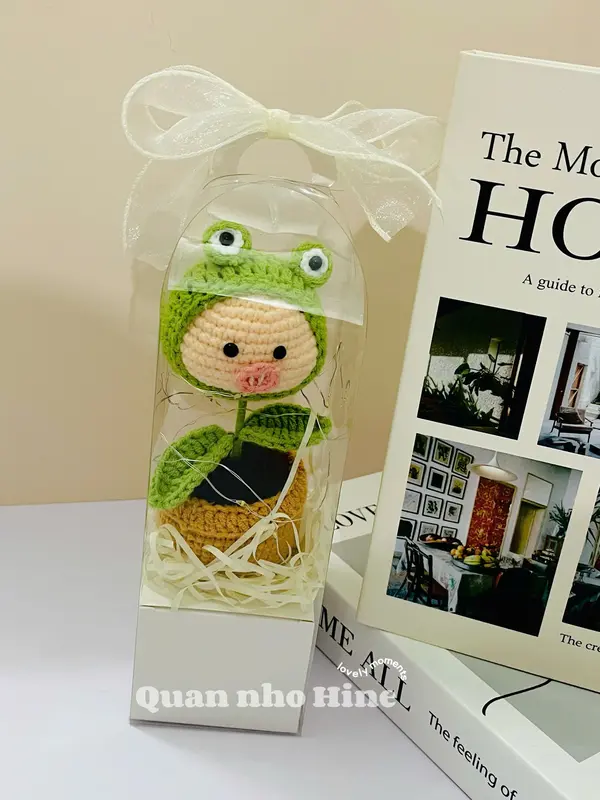 Chậu hoa len đầu thú handmade MadebyHine - chậu cây hoa len đầu thú 6