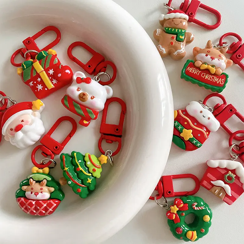 Dây Chuyền Chìa Khóa Giáng Sinh, Thời Trang, Thiết Kế Sáng Tạo Với Ông Già Noel, Nai Sừng Tấm Và Cây Thông Noel, Móc Khóa, Dành Cho Phụ Nữ Và Nam Giới, Phụ Kiện Đồ Trang Trí Túi Xách, Tuyệt Vời Làm Quà Tặng Voi Nhung Sen