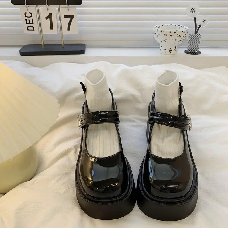 (From To Lui Size) Giầy BúP Bê Mary Jane Lolita đế cao 7cm Chất da bóng siêu êm (Hànhqc fullbox) cho Nữ - Shoes 2