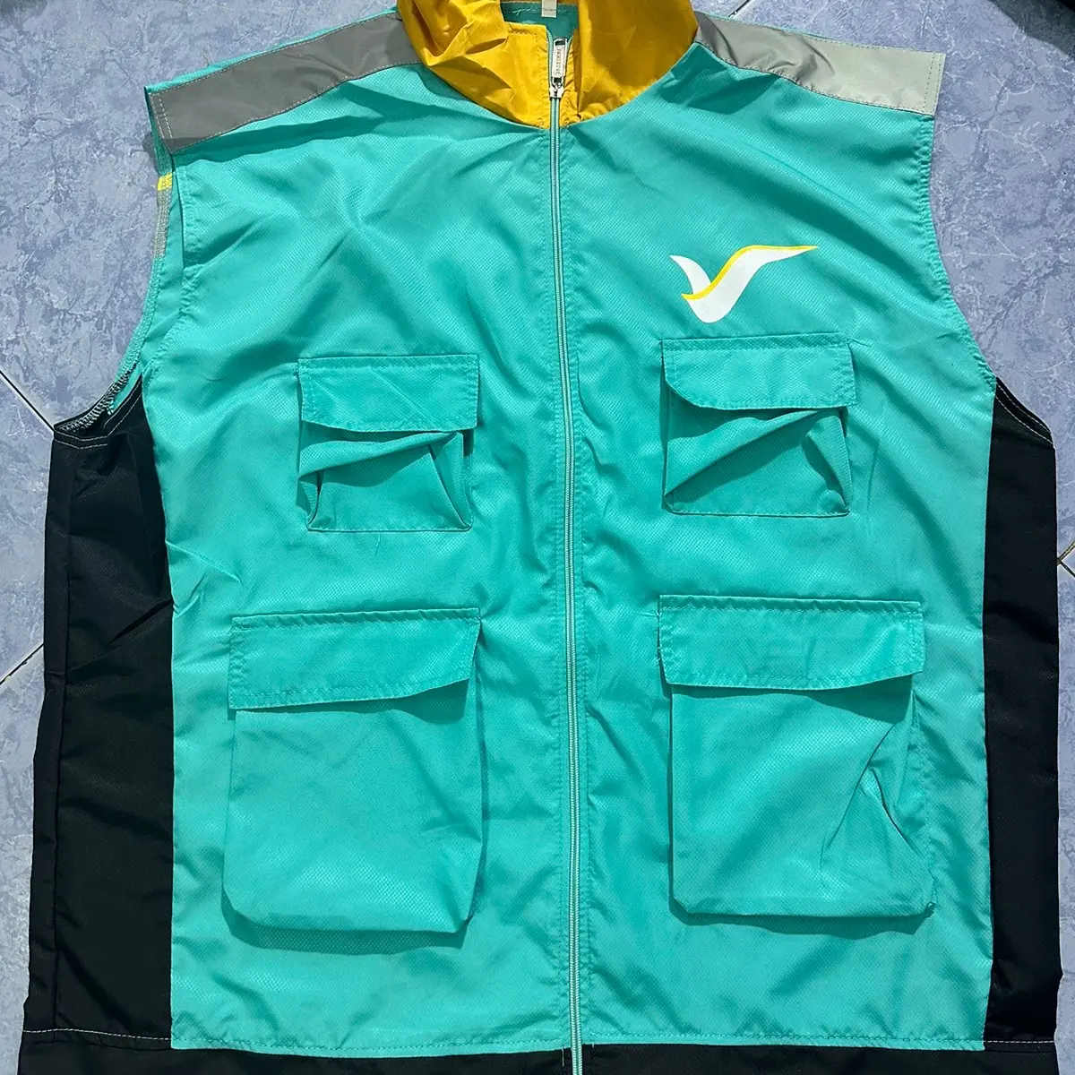 Áo Ghile SM Xanh một lớp vải dù caro Nam Menswear Có Túi