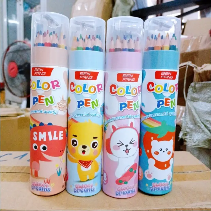 1 lọ 12 bút ) Bút chì 12 màu kèm gọt chì trên lọ