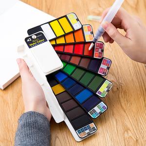 Pintura de acuarela sólida, 18/25/33/42 colores, pintura de acuarela lavable, pigmento de acuarela plegable para viajes, material de arte, regalos para estudiantes