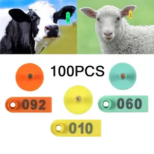 100pcs Eartag Kambing Domba Aplikator Eartag Angka 001-100 Anting Identifikasi Ternak
