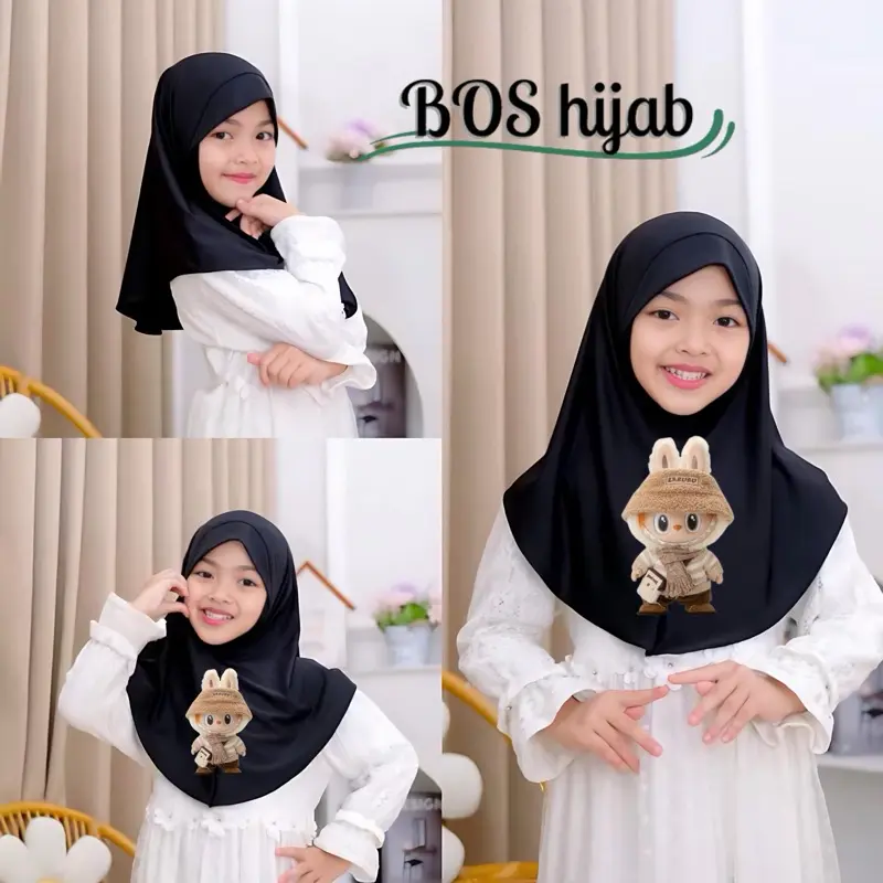 Hijab anak KARAKTER LABUBU usia 4 5 6 sampai 10th (allsize)