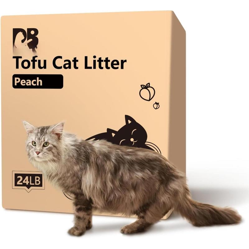 TikTok Shop Cat Litter 24LB 4 Packs Dust Free Clumping Tofu Cat Litter Quickly Absorb Cat Odors Cat Toilet Can Flush Into The Toilet Pure Natural cat tofu Litter Peach