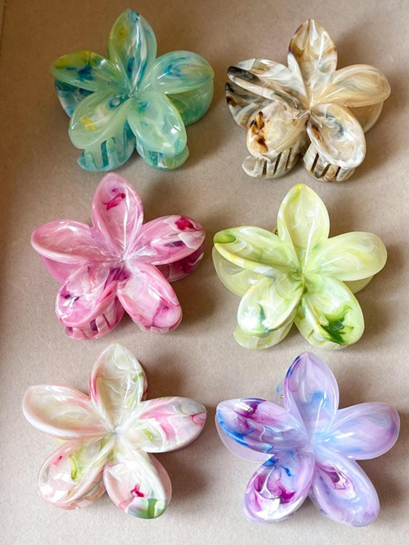 Product Introduction of Cute Flower Design Hair Claws, Colorblock & Tie Dye & Floral Pattern Hair Claws, Fashion Hair Accessories for Women & Girls 0
